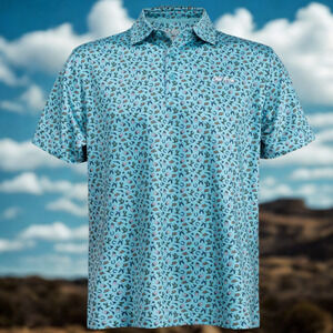 Old Row Golf Mens Polo Performance All Over Western Print Shirt Large Tee NWT